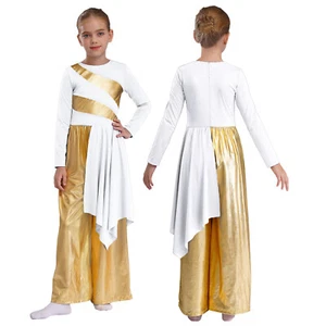 Kids Girls Dancewear Pants Bodysuit Spirit Jumpsuit Drape Dance Color Block Fit - Picture 1 of 62