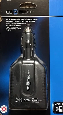 Inversor de alimentación CE Tech 100 W con puertos USB y CA CE560 paquete de dos Foto 1 de 2
