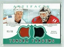 12-13 UD Upper Deck Artifacts  Jay Bouwmeester--M Kiprusoff  1/36  Dual Patches