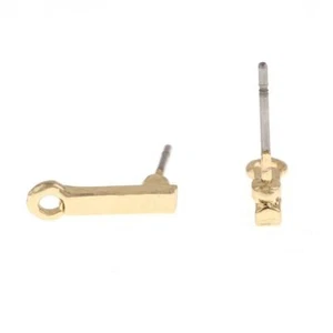 Gold Color Rectangle Stud DIY Earring Accessories (8 pcs/lot) - Picture 1 of 3