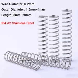 Wire Dia 0.2mm Compression Pressure Spring OD 1.5/2/2.5/3/4mm A2 Stainless Steel - Picture 1 of 10