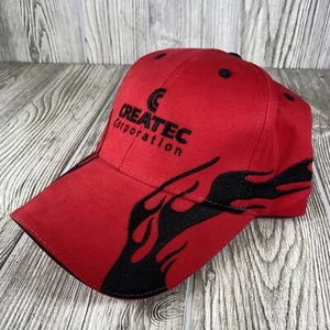 Gorra ajustable Createc Corporation roja negra con patrón de llama marca Otto - Imagen 1 de 6