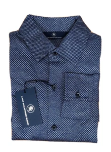 Hart Schaffner Marx Men's Long Sleeve Geometric Shirt Cotton Blue Circle, size S - Picture 1 of 1