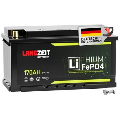 LANGZEIT BATTERIEN LiFePO4 170Ah 12V Lithium Batterie Solarbatterie Wohnmobil 100Ah 120Ah 150Ah L5