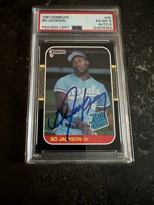 Bo Jackson 1987 Leaf Donruss Rated Rookie Auto Card #35 PSA 6 AUTO 8 (New Label) - Image 1 of 4