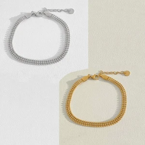 Bracciale da Donna Multistrato in Acciaio Inossidabile con Perline - Picture 1 of 5