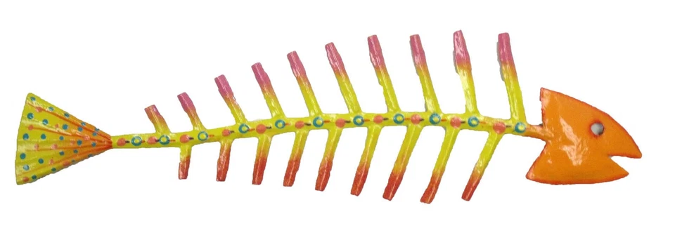 Esqueleto de espinas de pescado tropicales arte metálico haitiano naranja M Foto 1 de 1