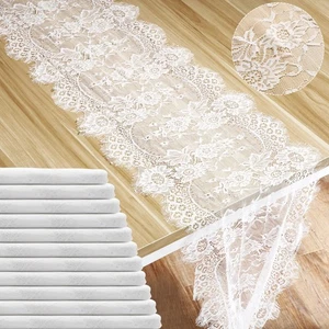 12 Pack Lace Table Runner 14 x 120 Inch White Rustic Lace Fabric Table Runner... - Picture 1 of 6