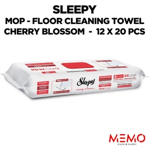 Sleepy Easy Clean Flat Top Mop Wipes Cherry Scented 20ct × 12 Packs (240 Wipes) - Picture 1 of 2