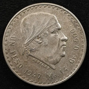 Mexiko 1 Peso 1947, Münze, Silber, Inv#I301 - Bild 1 von 2