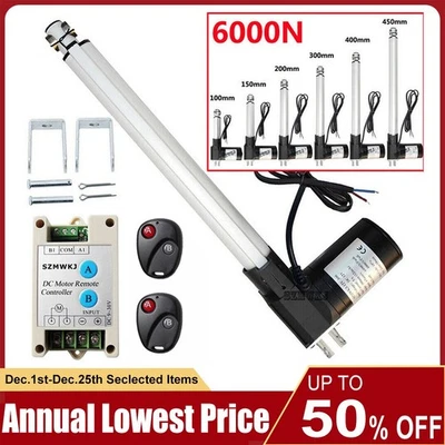 12V Linear Actuator 6000N/1320lbs Max Lift Heavy Duty W/ Controller for Auto Car - Image 1 of 4