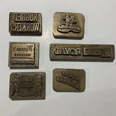 Vintage Brass Advertising  Print Blocks Stamps Leather Work Manufacturing Shoes - Image 1 of 4