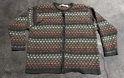 Suéter de malha vintage Cottage Core Grandma granola geométrico multicolorido - Imagem 1 de 4