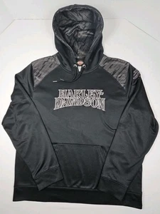 Harley Davidson Hoodie Embroidered Sweatshirt Mens XL Biker Silver Eagle HD Logo - Picture 1 of 13