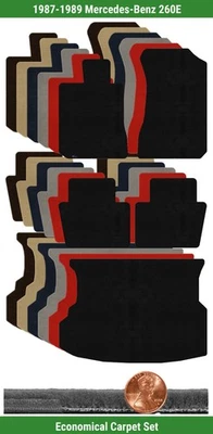 Juego de alfombrillas Velourtex personalizadas para Mercedes-Benz 260E 1987-1989 (5 piezas) #XI8 Foto 1 de 4