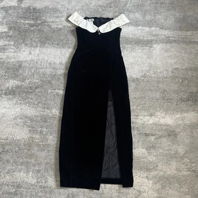 Jessica McClintock Gunne Sax Vintage Black Purple Velvet Cocktail Dress Sz 9/10 - Image 1 of 4