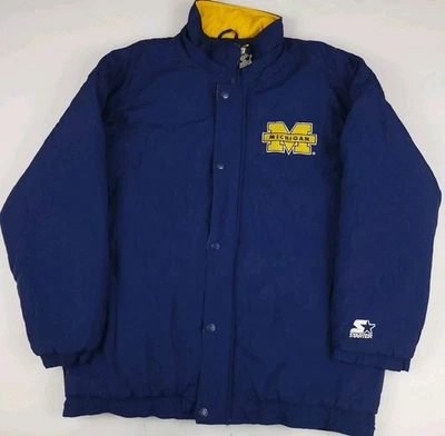 Chaqueta Parka Aislada De Colección Años 90 Universidad Michigan Wolverines Starter L LEER Foto 1 de 4