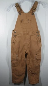 Duluth Overalls Boys 5 Brown Canvas Flex Firehose Double Knee Pockets Stretch - Picture 1 of 19