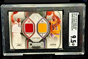 Lebron James Magic Johnson Patch Card Upper Deck 2009-10 gioco usato /499 SGC 9,5 - Foto 1 di 2