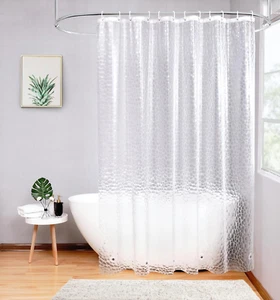 72x75 Clear Shower Curtain Liner, 3D Heavy Duty EVA Water Cube Shower Curtains w - Picture 1 of 12
