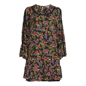 Time and Tru Women's Long Sleeve Lace Babydoll Dress Black Floral Medium (8-10) - Picture 1 of 5