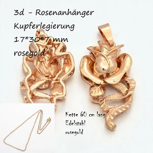 Kette mit Anhänger rosegold Herz Blume Pendant Edelstahlkette Edelstahl  - Bild 1 von 22