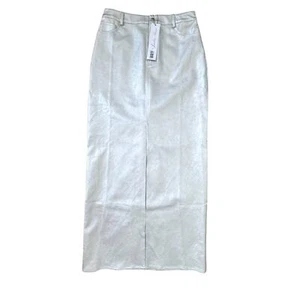 WAYF x Jourdan Sloane Metallic Silver Faux Leather Midi Skirt Women Med NWT - Picture 1 of 9
