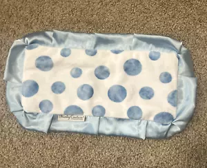 Minky Couture Sicherheitsdecke Luxus Lovey Baby Blau Satinborte Polka Dots - Bild 1 von 6