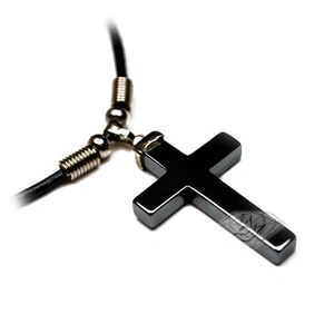 Accents Kingdom Men's Stylish Black Hematite Cross Pendant Necklace - Picture 1 of 6