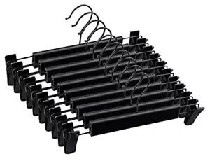 Pants Hangers with Clips, Skirt Hangers, 360 ° Swivel Hooks Space 10Pack Black - Picture 1 of 8