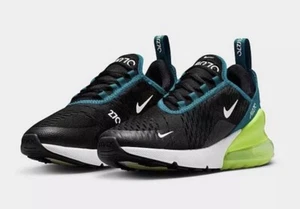 Nike Air Max 270 GS Kids Size US 7Y (8.5W) Black Green Shoes Sneaker NEW✅ - Picture 1 of 12