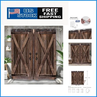 Vivid Rústico Puerta Granero Cortina de Ducha con 12 Ganchos - 60W x 71H Impermeable Foto 1 de 4