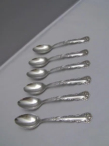 6 Frank Whiting Neopolitan Kings Court Sterling Silver Demitasse Spoons /No Mono - Picture 1 of 9