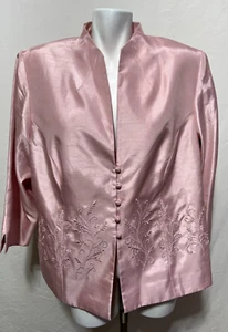NWT Coldwater Creek Women 18 W Pink Satin Evening Dress Blazer Vintage 1990 New - Picture 1 of 8