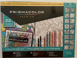 PRISMACOLOR Premier 22 PC Art Coloring KIT 18 Color Pencils 2 Markers 1 Booklet - Picture 1 of 2