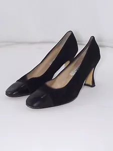 Regina Erre Schuhe Pumps Damen 37 schwarz Samt Vintage Absatz 7,5 rund - Bild 1 von 13
