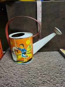 Vintage 1960s?  Child's Metal Watering Can children on Carousel rare?  - Picture 1 of 3