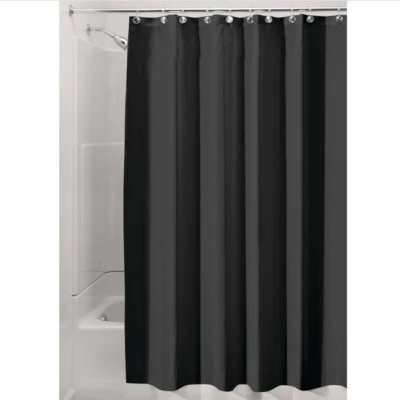 iDESIGN 14659 Shower Curtain/Liner, 72 in L, 72 in W, Polyester, Black - New - Image 1 of 4