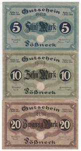GERMANY PÖßNECK POSSNECK 5 10 20 MARK 1919 EMERGENCY MONEY NOTGELD LOOK SCANS - Picture 1 of 2