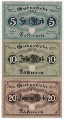 GERMANY PÖßNECK POSSNECK 5 10 20 MARK 1919 EMERGENCY MONEY NOTGELD LOOK SCANS - Image 1 of 2