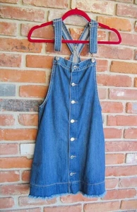 American Eagle Denim Overall Pullover Damen S blau roher Saum Taschen Knopfleiste - Bild 1 von 7