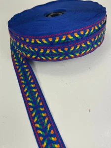 Southwest native rainbow, woven fabric trim, 1 inch wide, sold by the yard - Picture 1 of 3