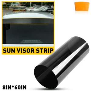 Black Sun Strip Windshield Shade Banner Eyebrow Film Windscreen 150 Tint X 20CM - Picture 1 of 11
