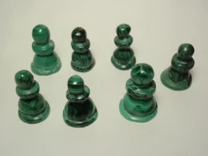 Green Malachite Stone Replacement Chess Pawn Pieces *CHIPS, DAMAGE* - Picture 1 of 12