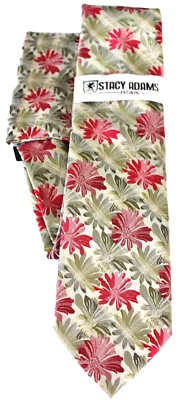 Conjunto quadrado e gravata floral verde vermelho floral Stacy Adams  - Imagem 1 de 2