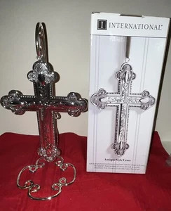 2007 INTERNATIONAL SILVER CO. HANGING /WALL ANTIQUE STYLE SILVER PLATED CROSS BX - Picture 1 of 19