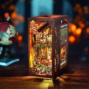 Libro fai da te angolo crepuscolare casa delle bambole miniatura libreria in legno model kit - Foto 1 di 10