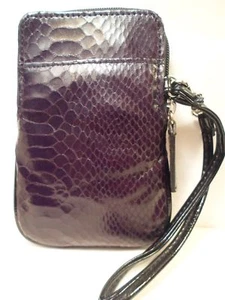 NEW Bk Sft Crocodile Wristlet Wallet Bag Universal Phone Case BlackBerry ATT LG  - Picture 1 of 6