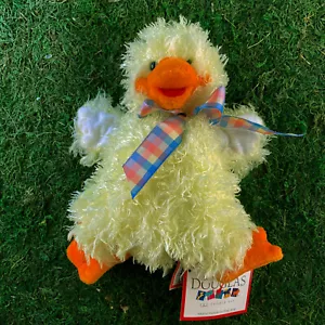 Douglas Cuddle Toys 7.5" Pendleton Fluffy Duck Yellow Bow Ribbon Plush 770.1 NWT - Foto 1 di 3