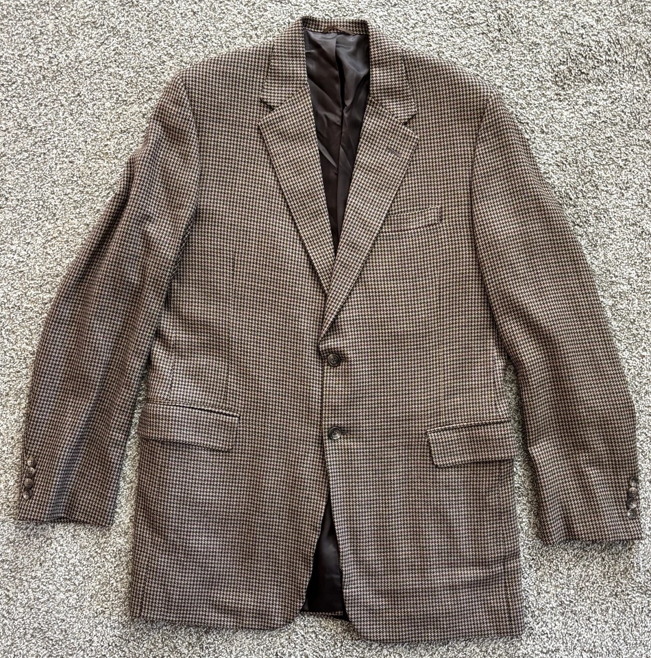 Hombres Marrón Pata de Gallo H Freeman Franela Suave Blazer Chaqueta Traje Deportivo Abrigo 44 L Foto 1 de 4